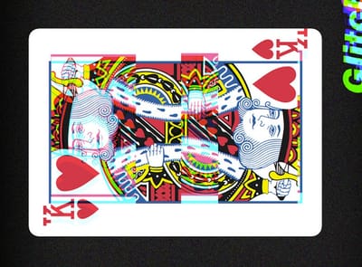 These warped playing cards bring the glitch aesthetic to royal flushes