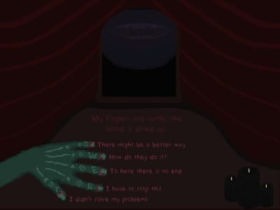 A game about dealing with problems by biting your fingers