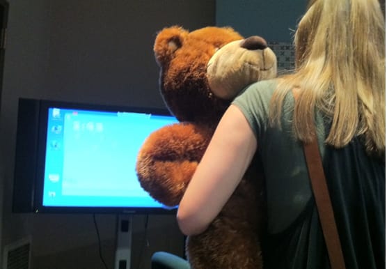 The game that asks you to hug a real-world teddy bear is here. It is proof that the world is not awful.