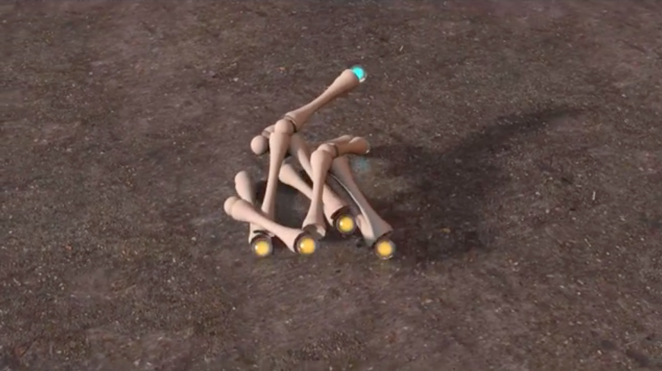 Watch in horror as this Cronenbergian virtual life-form learns to walk