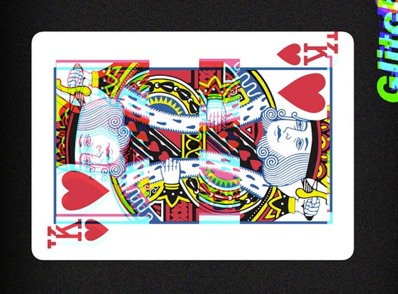 These warped playing cards bring the glitch aesthetic to royal flushes