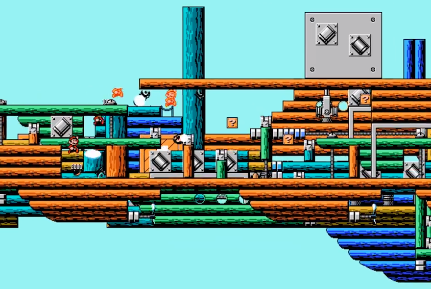 Mother of God, it’s every airship level from Mario 3 at once