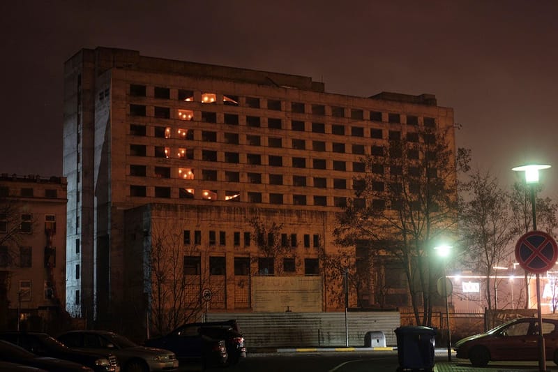 Abandoned building haunted by moon in JRPG sidequest come to life