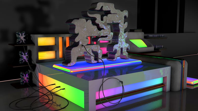 MSHR’s electric glyphs evoke the alienness of our tech futures