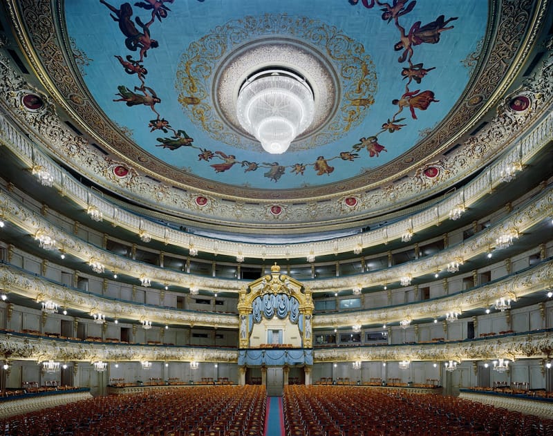 Larger-than-life opera house photographs overwhelm the senses